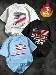 Men's Casual Short Sleeve Three-Piece Set, Perfect for Friend, Parent-Child Matching, Travel, Sports, Various Occasions