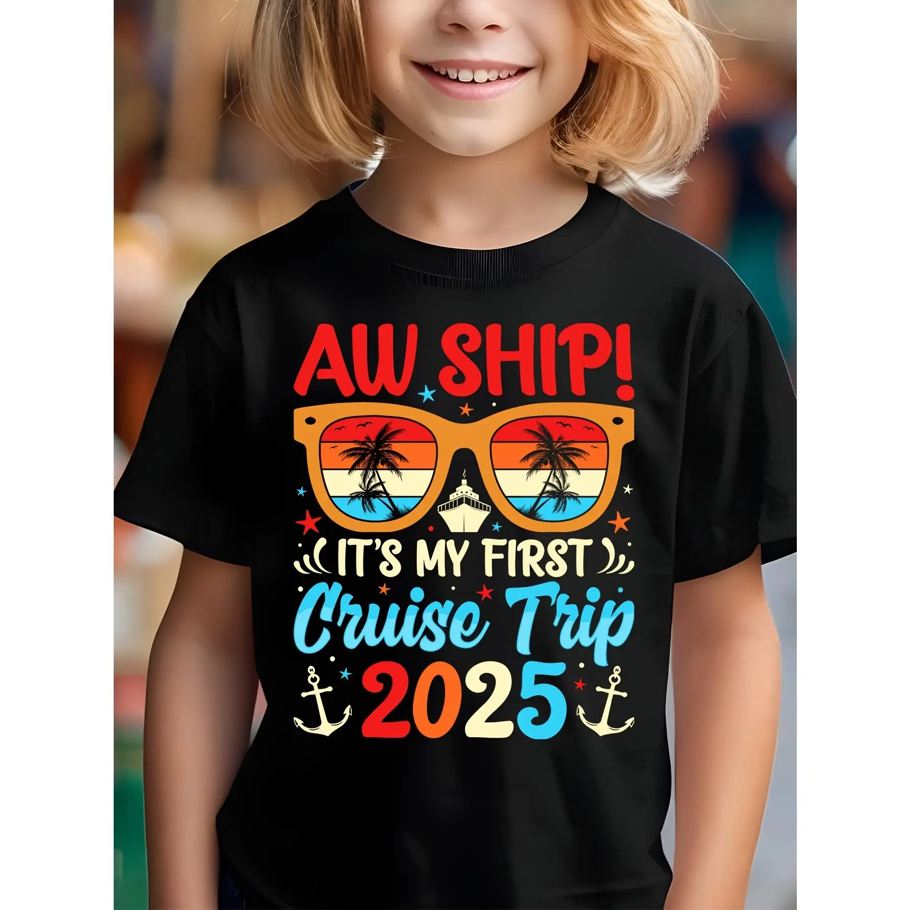 Aw Ship It_S My First Cruise Trip 2025 Boys' Cotton T Shirt Soft And Breathable Perfect for Every Occasion