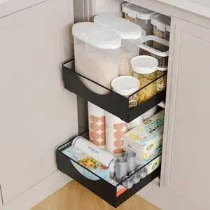 Sink Pull Out Organizer, Single-Tier Drawer Slide Out Shelf, No-Nano Installation, Fits 16"+ Deep Cabinets for Pantry