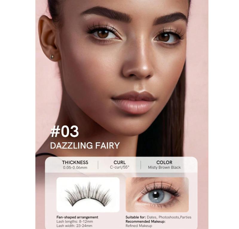 Suit For Natural Makeup Soft Magnetic Eyelashes All-In-One Kitwith Applicator, Reusable Magnetic Lashes WithoutEyeliner, Glue-Free False Lashes, Waterproof. Lightweight