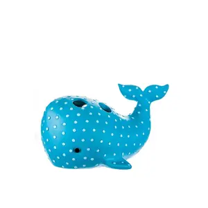 212 MAIN Nautical Theme Polyresin Whale-Shaped Toothbrush Holder - Bathroom Accessory, 8x6x5 in, Holds 4 Brushes, Model 70002