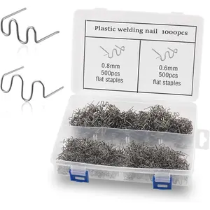 1000 count  Hot Stapler,Wavy Pre-cut  Plastic Welder Staples Bumper Repair Kit with 0.8mm & 0.6mm,Stainless Steel  Plastic Welding Staples as Plastics Repair Kit with Box