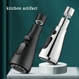 1pc 3 in 1 Kitchen Faucet Extender 360° Rotation Faucet Anti-Splash Boost Water Saving Tools Bathroom Replacement Spray Head, Splash Proof Faucet, home decor