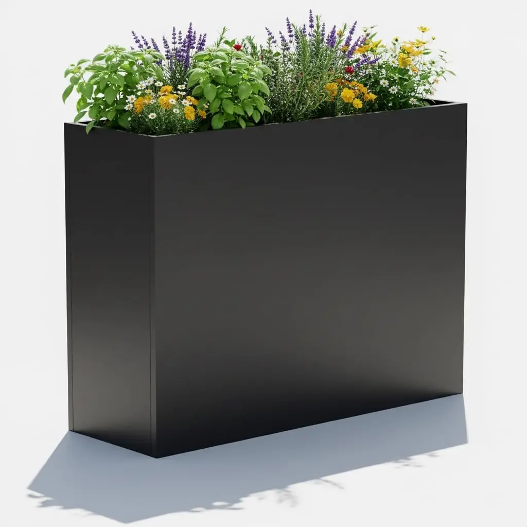 Large Rectangular Planter,38"Lx13"Wx30"H Tall Metal Planter for Outdoor