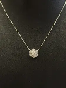 0.5ct 18K White Gold SunFlower Cluster Lab-Grown Pendant Necklace BZB-XN010009