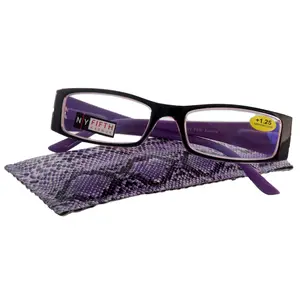 The French (Fleur De  Lis) Bayonetta-style, rectangular High-End Women Reading Glasses Spring temple  Optical Frame  NY Fifth Avenue Crystal Clear