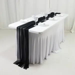 20-Pack Sheer Table Runners Black, 9ft Long Sheer Drapes Table Decor, Wrinkle-Free