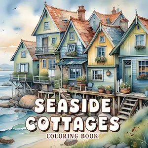 1pc Adult Seaside Cottage Coloring Book - A Relaxing and Leisurely Art Gift Featuring Exquisite Coastal Patterns, Free of Chemical Additives, Suitable for Christmas, Valentine's Day, Easter, and Holidays, with Detailed Illustrations, High-Quality