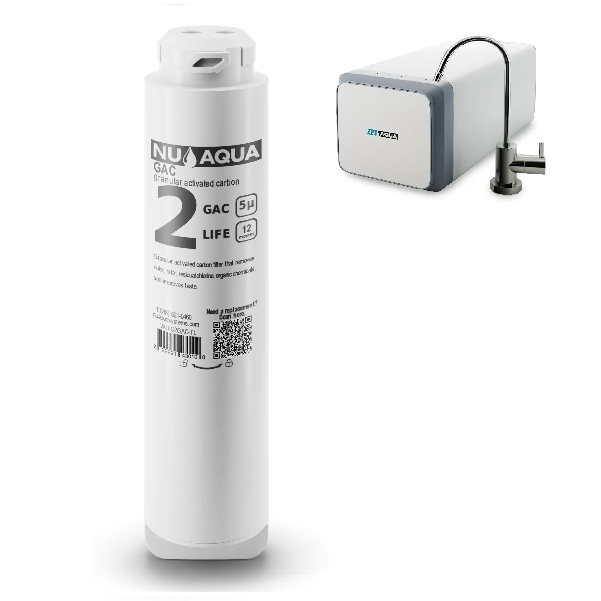NU Aqua Efficiency Series Tankless 800GPD Stage 2 GAC Granular Activated Carbon Replacement Filter