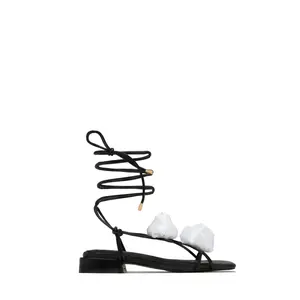 Forever Rose Floral Sandals - Black White