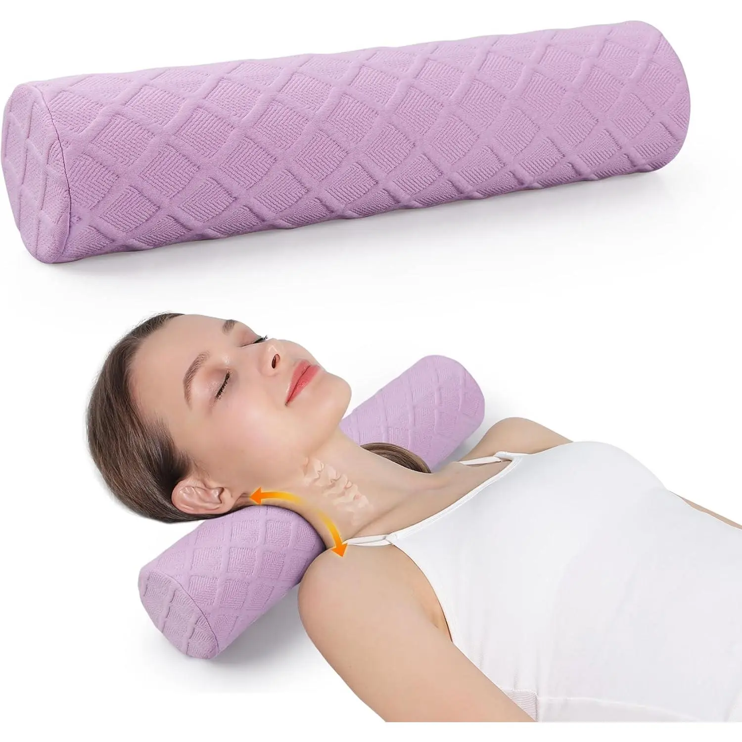 Roll Pillow, Medium Soft Memory   Round Pillow Cylinder Bolster Pillow for Sleeping, Round  Support for Bed, ,  and Yoga (, Medium - 3.9" H)