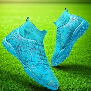 High-Top Soccer Cleats for TF Artificial Turf - Breathable Training Shoes with Lace-Up Closure