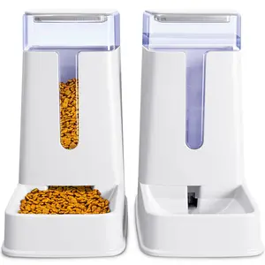Automatic Cat Feeder and Water Dispenser in Set 2 Packs Dog 1 Gallon for Small Medium Big Pets Puppy Kitten