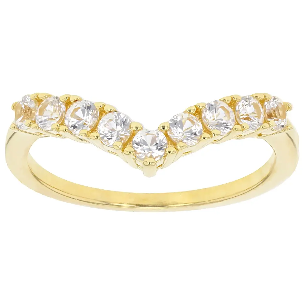 JTV White Lab Created Sapphire 18k Yellow Gold Over Sterling Silver Ring 0.61ctw