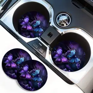 Car Cup Holder Coaster, Round Anti-Slip Car Cup Holder Pad, Stylish Drink Mat for Vehicle Interior, Car Accessories for Men & Women