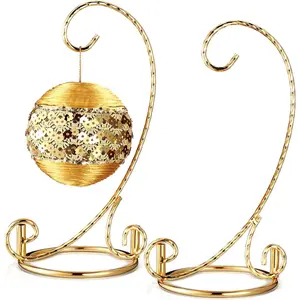 2 Pcs 7.5" H Small Twisted Ornament Display Stand Hanging Ornament Hanger Holder for Wedding Christmas Home Office Decor (Gold)