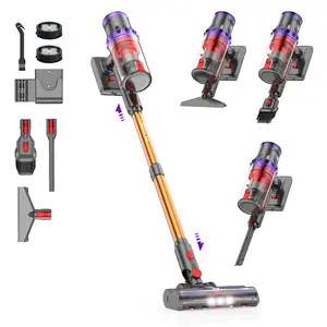 Coovy Cordless Vacuum Cleaner SU7, 580W 45Kpa 75 Minutes Runtime Stick Vacuum with Touch Screen, Anti-Tangle Wireless Powerful Lightweight Vac for Home Pet Hair Carpet Hardwood, Gold Touchscreen cordless vacuum carpet cleaner