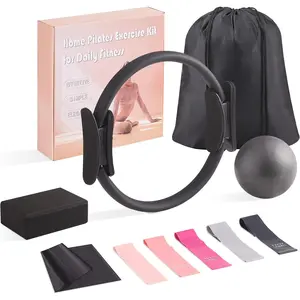 10 Pcs Pilates Equipment Present Pilates Ring Set with Yoga Ring Ball Stretching Strap Risistance Bands Block Gym Bag