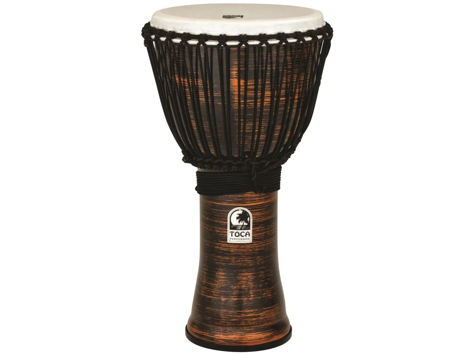 Toca TF2DJ-12SC 12 in. Freestyle II Rope-Tuned Djembe - Extremely Durable Spun Copper Percussion Instrument with Hand Painted Finish, Deep Bass Tones for Beginners and Pros, Drum Circles