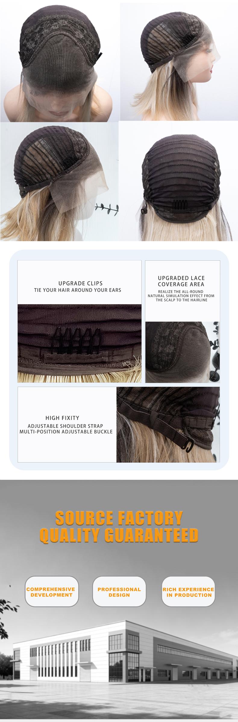 Sunnymay “Sophie Cashmere Blonde” layered cut women’s fashion synthetic wig, 13×4 lace front, no gel design, 120% low density, pre-cut lace, HD frontal highlight bob wig