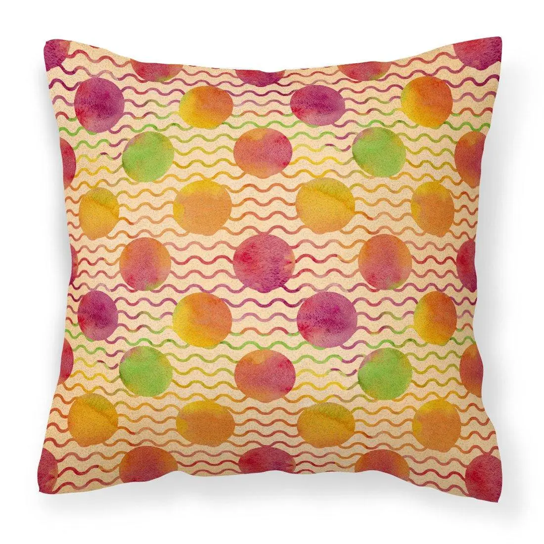 Vibrant Waterproof Watercolor Rainbow Dots & Squiggles Print Cushion, Decorative Fabric Pillow BB7514PW1818