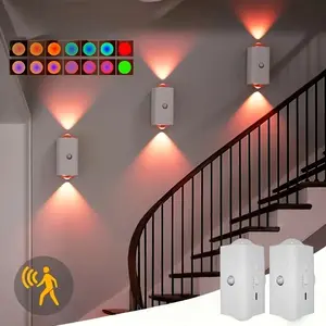 Smart LED Night Light with Motion & Light Sensors, RGB Wall Spotlight, USB Rechargeable, Magnetic Design for Bedroom, Game Room, Stairs