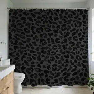 1 Pc Modern Bathroom Design Leopard Print Shower Curtain, Bathroom Decoration Accessories, Elevate Home Decor Transform Bathroom Into a Retreat Enhance Space with Unique Dark Tones, Hook, Installation