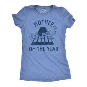 Womens Mother of The Year T Shirt Funny Cute Momma Duck Street Crossing Tee for Ladies Funny Womens T Shirts Cute Vintage Fashion Casual Ladies T-Shirt Gift Mother's Day Tops for Women Women's Novelty Tees Light Blue