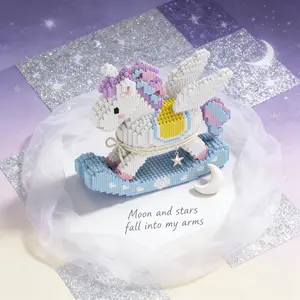 Pegasus Unicorn 3D Puzzle Building Blocks Decoration, Home Office Bookshelf Decor, Party Living Room TV Stand Display