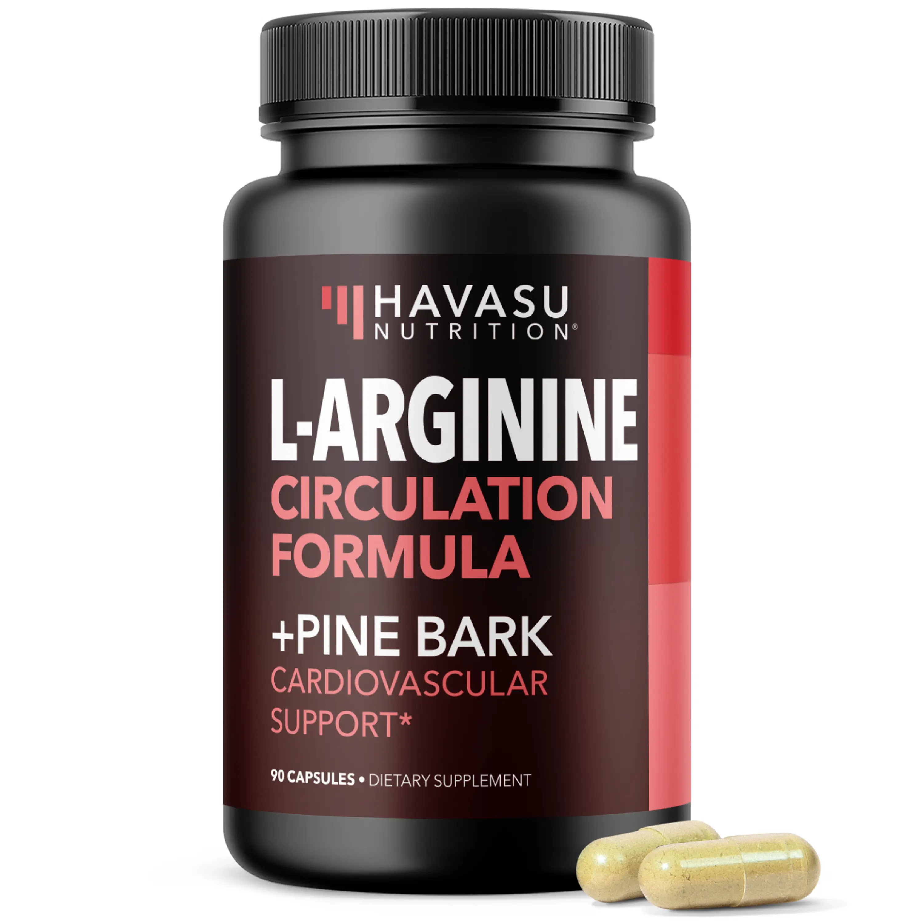 L Arginine Pine Bark Extract Capsules - Potent 2X Formula Nitric Oxide Supplement for Men with 1800mg LArginine and 100mg French Pine Bark - Endurance Performance Recovery - 90 Count