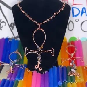 Crystal Copper Ankh Necklace