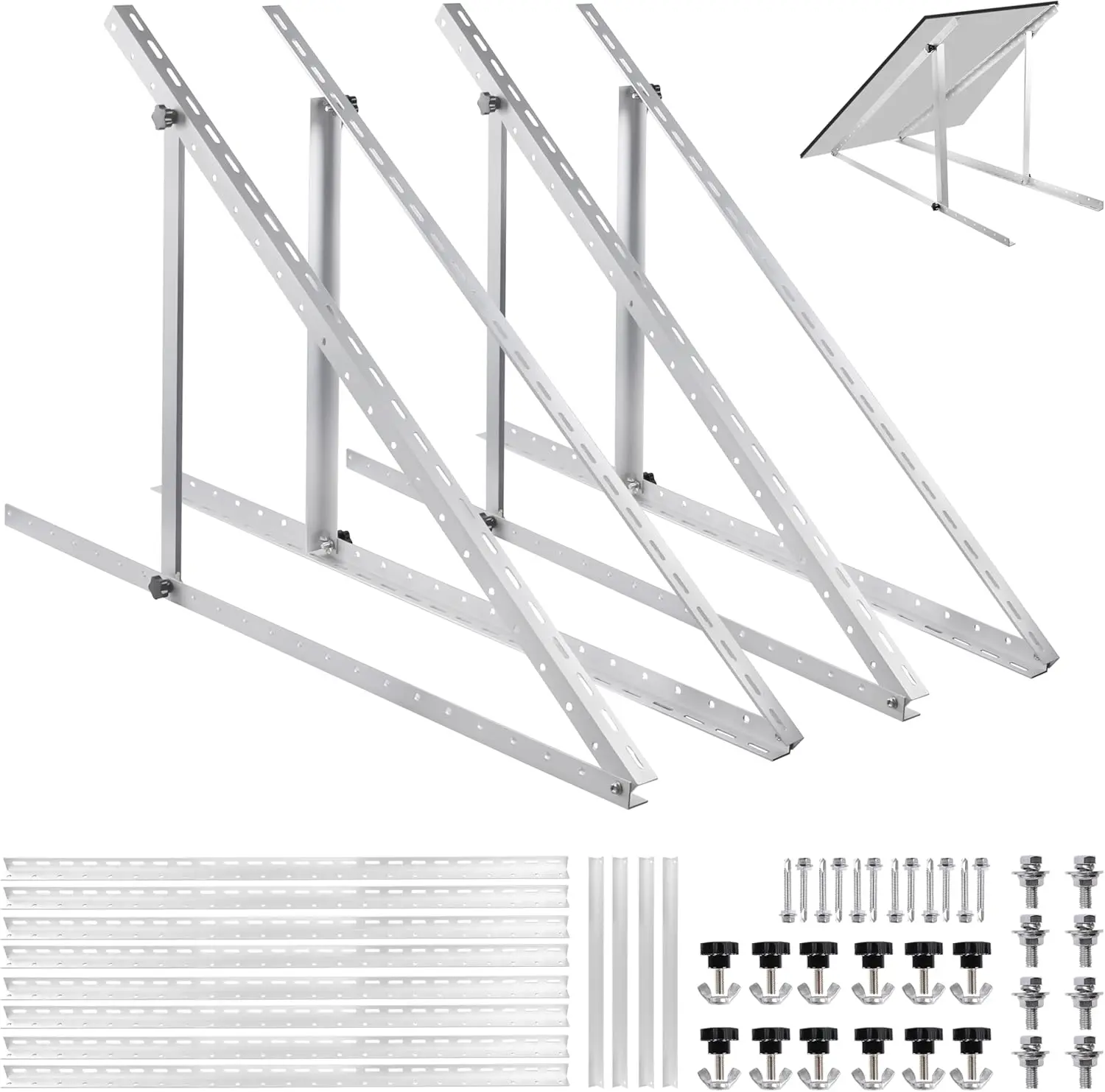 [Summer Sale Deals] 2 Sets 45-In Aluminum Adjustable Tilting Foldable Solar Panel Brackets - Tilt Mounts for 2-4pcs 100-400W Solar-Powered Panels, Compatible with Roof, Off-Grid Use, Solar-Powered Solar Panels