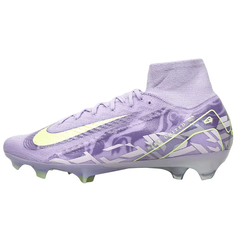 Nike Zoom Mercurial Superfly 10 Elite FG United Pack Durable Non-slip Soccer Cleats Unisex Purple Agate Barely Volt HF1603-500