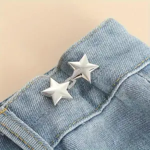 Star Design Jeans Button Tightener Set, 2/4 Pairs Handmade Jeans Button Pins, Easy To Install Waist Tightener Button Closure for Indoor & Outdoor