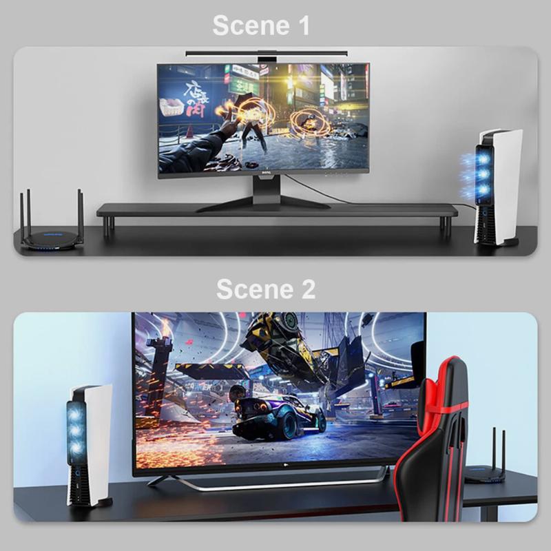 External Cooling Fan Cooler for PS5 PlayStation 5 Host Console with 3 Blue LED Lights & 3-Fan Horizontal Design for Enhanced Gaming Experience