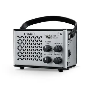 LEKATO S4 Mini Guitar Amp, Electric Guitar Amp 10W, Clean, Distortion, Gain Control, Bluetooth Rechargeable Guitar Amp Portable for Travel, Indoor Practice Christmas Gift