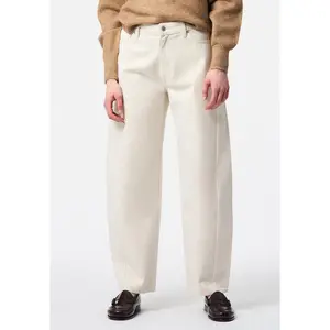 High Rise Barrel Barbara Women's Pants, Ecru - BL16152