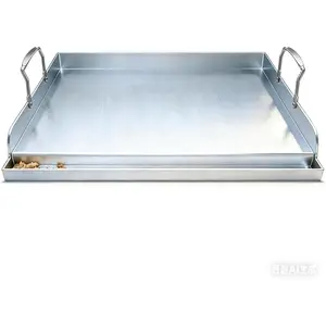 Stainless Cooking Griddle, 23"x16" Nonstick Flat Top Grill Insert with High Sidewalls & Trough for Gas/Charcoal Grills, Stoves, Camping Tailgating BBQ Plancha Para Cocinar