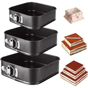 3PCS 8/9/10 Inch Square Springform Pan with Removable Bottom Non-stick Bakeware for Cake Cheesecakes Pizza and Quiches