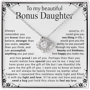 To My Bonus Daughter Necklace, Bonus Daughter Necklace, Bonus Daughter Gifts, Daughter In Law Gifts From Mother In Law, Bonus Daughter Necklace From Stepdad Stepmom, Jewelry Box For Daughter