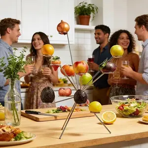 Trending Fruit Bowl - Firework Design Stainless Steel Fruit Stand, Creative Floating Display, Table Centerpiece Decoration