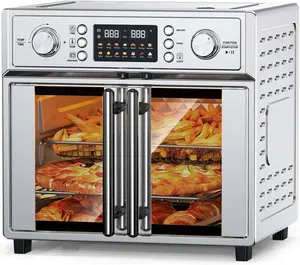 27.5QT French Door Air Fryer Toaster Oven Combo 14 Presets Digital Control Extra Large Stainless Steel Countertop Oven for Baking Roasting steam  oven Multi-Function Capacity Multifunctional hot circulation