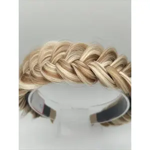 Sandy Gold Wide Messy Braided Headband High Elasticity Unique Weave Design Fashion Hair Accessory For Women