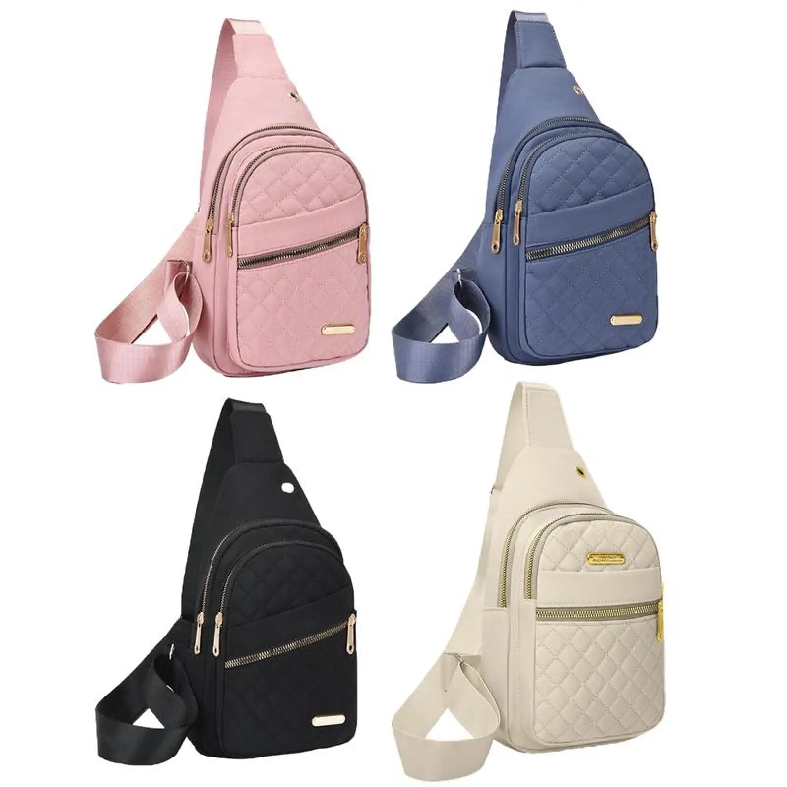 Solid Quilted Waist Bag - Casual Large Capacity Zippered Chest Strap Waist Bag, Adjustable Crossbody Bag for Daily Use, Lightweight and Waterproof, Fashion Crossbody Bag.