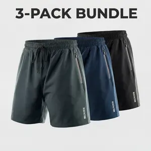 3-Pack Men's Athletic Shorts with Zipper Pockets - 7" Quick Dry Gym Workout Shorts