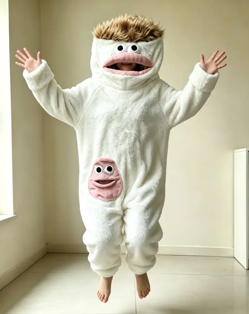Premium oversized and elongated soft flannel jumpsuit pajamas, plush pajamas with free large comb, cute and quirky home clothes for parents, couples, and girlfriends, suitable for prank holiday atmosphere, Nightwear, Loose, Long Sleeve, Breathable