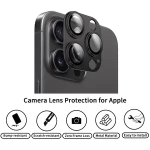 Metal-Framed Tempered Glass Rear Camera Lens Protector for iPhone 17 Pro Max/iPhone 16 Pro Max, Non-Fragile, Strong Adsorption, Phone Case Compatible, Smartphone Cellphone Handheld Protection Accessories