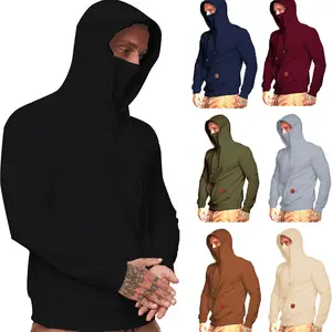 Fashion men's hooded sweatshirt, men's solid color sweater, European size men's sports hooded sweatshirt