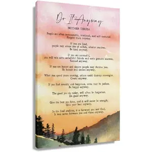 Lucky Poster -Mother Teresa Quotes Wall Art Do It Anyway Posters for Home Rectangle Picture- Art Print Decor Room Colorful Gifts Ornaments Decoration