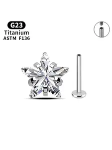 Titanium Star Ear Studs and Lip Rings, Medical Grade, Hypoallergenic, Fade-Resistant, Comfortable, Stylish, Perfect for Daily Wear or Parties